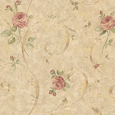 Lotus Bronze Floral Scroll Wallpaper