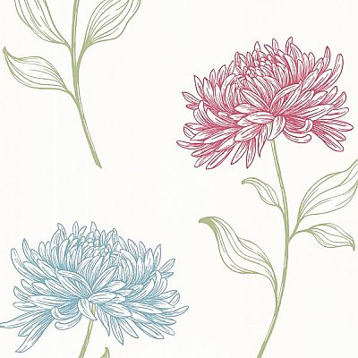 Dehlia Pink Floral Toss Wallpaper