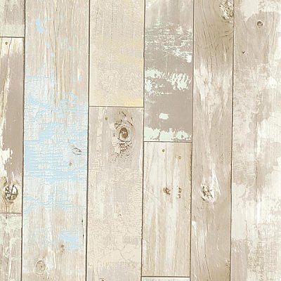 Dean Neutral Distressed Wood Panel Wallpaper