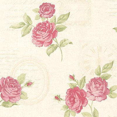 Venetia Pink Vintage Rose Toss Wallpaper