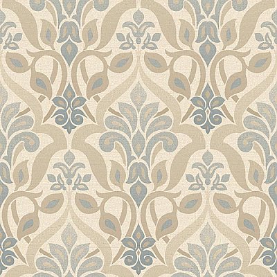 Fusion Blue Ombre Damask Wallpaper