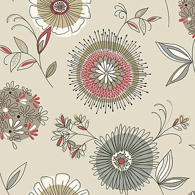 Maisie Grey Floral Burst Wallpaper