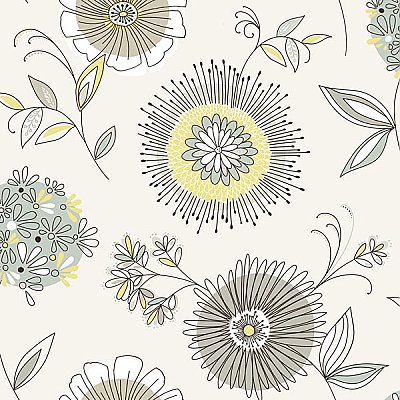 Maisie Green Floral Burst Wallpaper
