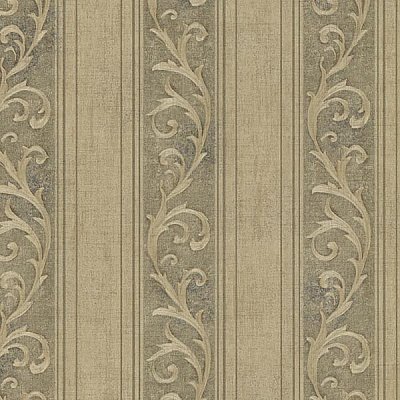 Farnworth Olive Scroll Stripe Wallpaper