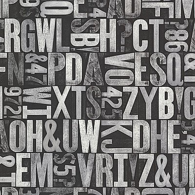Letterpress Silver Typography Wallpaper