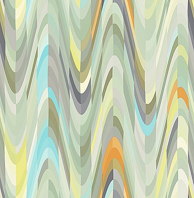 Aurora Green Geometric Wave Wallpaper