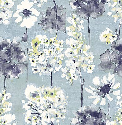 Marilla Blueberry Watercolor Floral Wallpaper