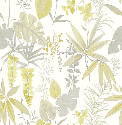 Descano Flower Golden Green Botanical Wallpaper