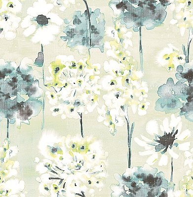 Marilla Aquamarine Watercolor Floral Wallpaper