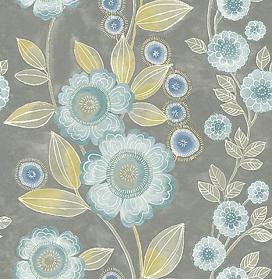Bloom Grey Floral Wallpaper