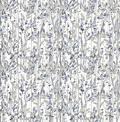 Willow Navy Leaves Wallpaper
