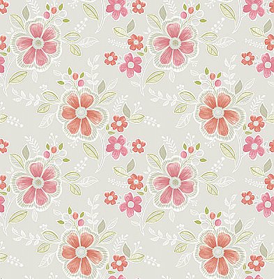 Chloe Peach Floral Wallpaper