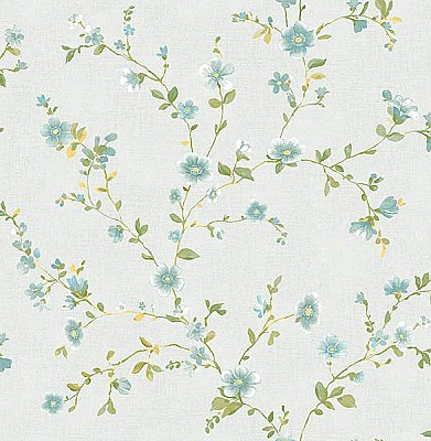 Delphine Light Blue Floral Wallpaper
