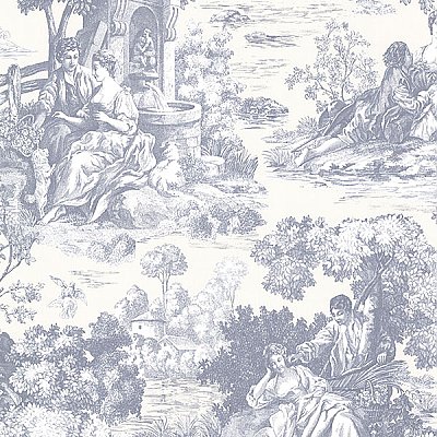 Isabella Blue Toile Wallpaper