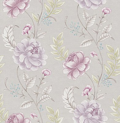 Summer Palace Amethyst Floral Trail Wallpaper