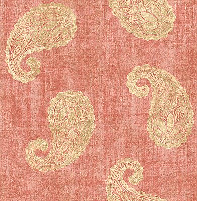 Kashmir Coral Paisley Wallpaper
