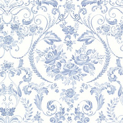 Canne Blue Floral Wallpaper