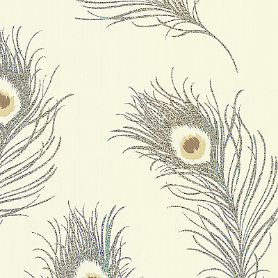 Peacock Beige Feather Wallpaper