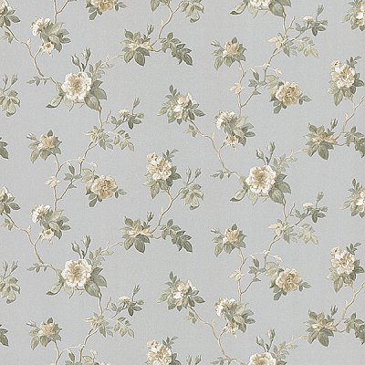Agatha Silver Scrolling Floral Wallpaper
