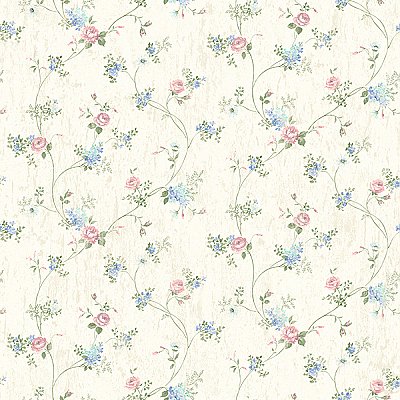 Persimone Periwinkle Floral Vine Wallpaper