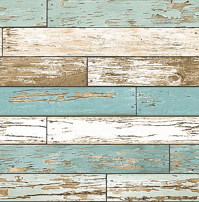 Scrap Wood Turquoise Weathered Texture Wallpaper