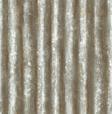 Corrugated Metal Grey Industrial Texture Wallpaper