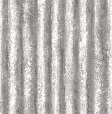 Corrugated Metal Silver Industrial Texture Wallpaper