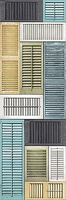 Salvaged Shutter Blue Distressed Wood Wall Mural