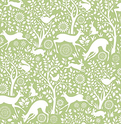 Meadow Green Animals Wallpaper