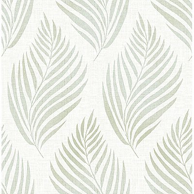 Patrice Green Linen Leaf Wallpaper
