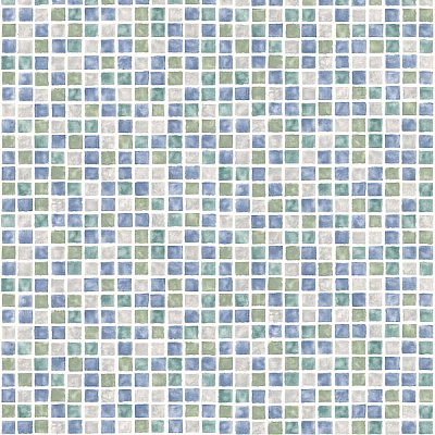 Harbor Blue Sea Glass Tiles Wallpaper
