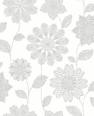 Panache Grey Floral Wallpaper