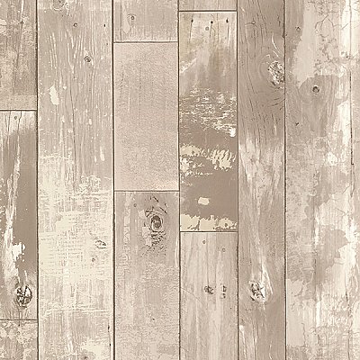 Heim Grey Distressed Wood Panel Wallpaper