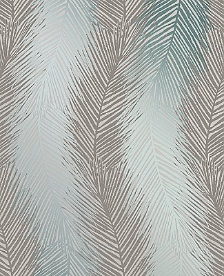 Wheaton Teal Leaf Wave Wallpaper