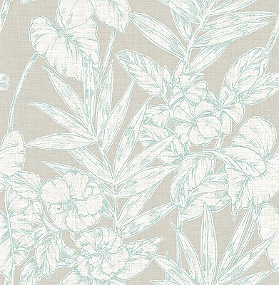 Fiji Turquoise Floral Wallpaper