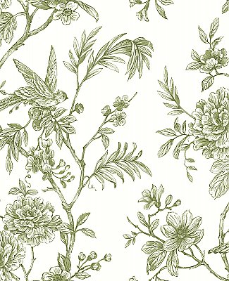 Jessamine Green Floral Trail Wallpaper