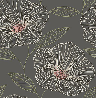 Mythic Grey Floral Wallpaper