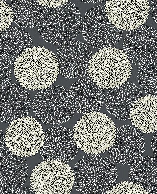 Blithe Charcoal Floral Wallpaper
