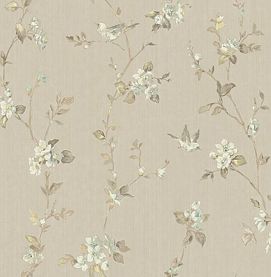 Jacqueline Taupe Floral Scroll Wallpaper