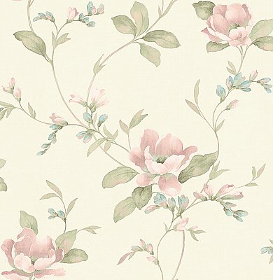 Glenville Cream Floral Scroll Wallpaper