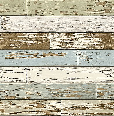 Siesta Key Multicolor Scrap Wood Wallpaper