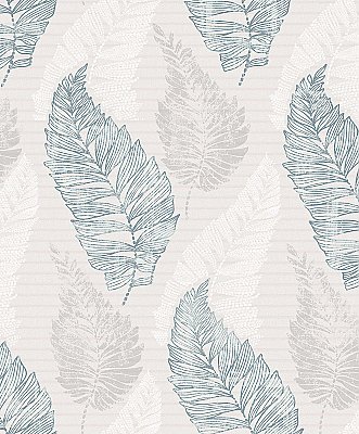 Rosemary Light Grey Leaf Wallpaper