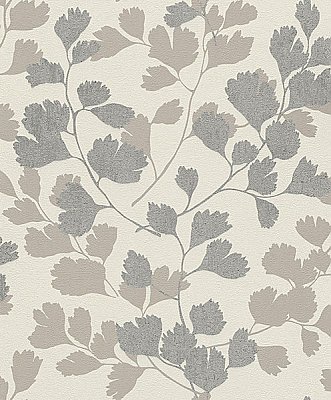 Ripert Silver Leaf Silhouette Wallpaper