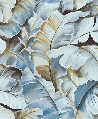 Ramsay Blue Banana Leaf Wallpaper