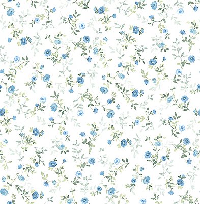 Catlett Blue Floral Toss Wallpaper