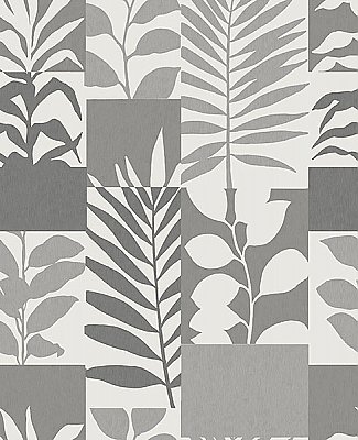 Hammons Silver Block Botanical Wallpaper