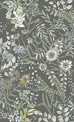Full Bloom Taupe Floral Wallpaper