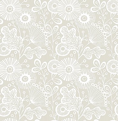 Ana Taupe Floral Wallpaper