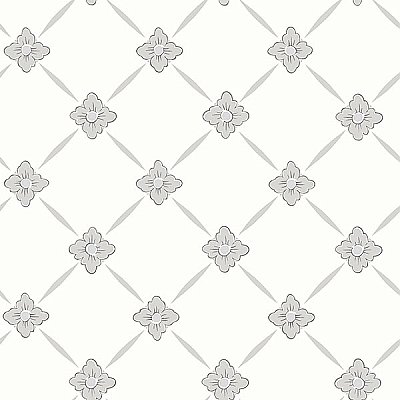 Linne Light Grey Geometric Floral Wallpaper