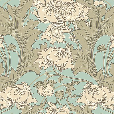 Siri Turquoise Floral Wallpaper